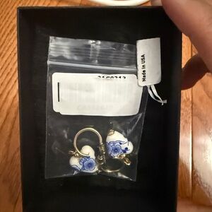 Floral Blue and White Earrings